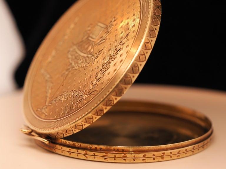 Edwardian 14 Karat Yellow Gold Compact Gold Case with Engravings - VHK#446a