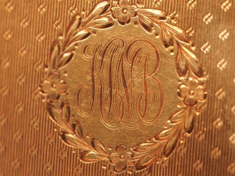 Edwardian 14 Karat Yellow Gold Compact Gold Case with Engravings - VHK#446a