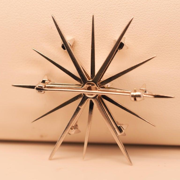 14K White Gold Diamond Starburst Spray Brooch - VHK#413a