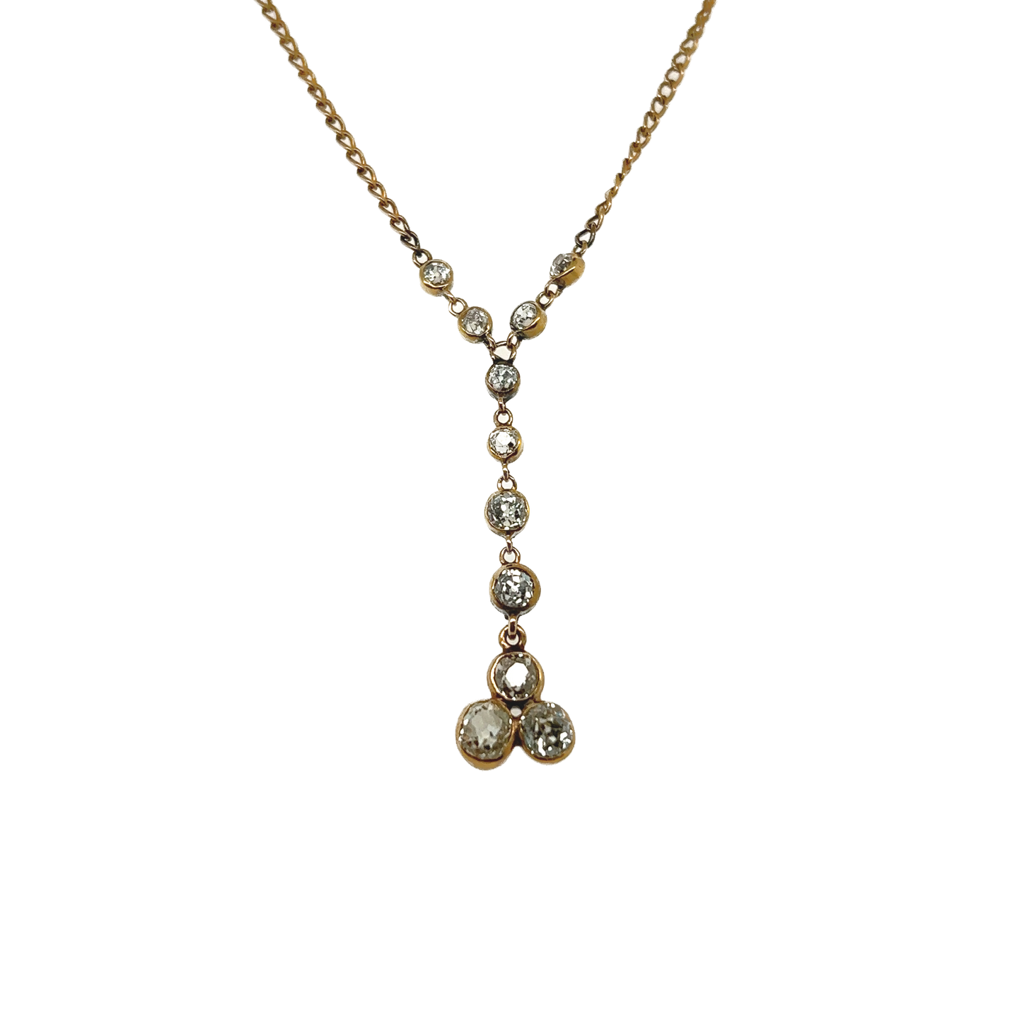 14K Yellow Gold 1.00ct Old Mine Brilliant Necklace