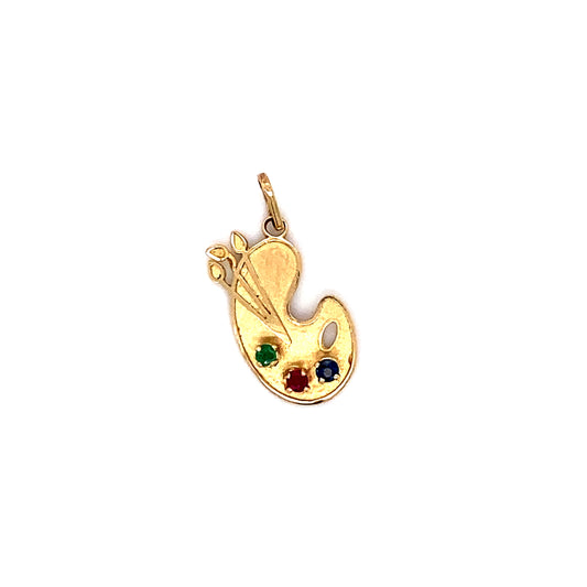 Vintage 1980s Gemstone Palette Charm in 14K Gold
