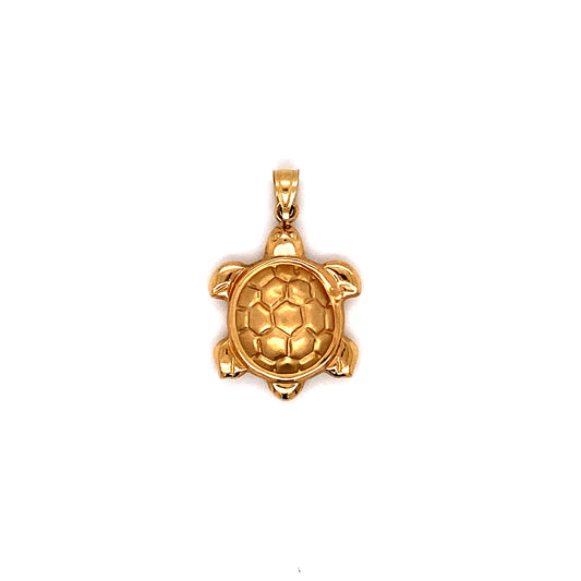 Vintage 1980s Sea Turtle Charm in 14 Karat Gold