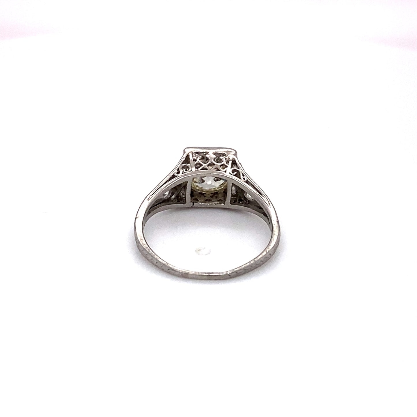 1920s Platinum 1.30 Carat Old European Cut Diamond Engagement Ring