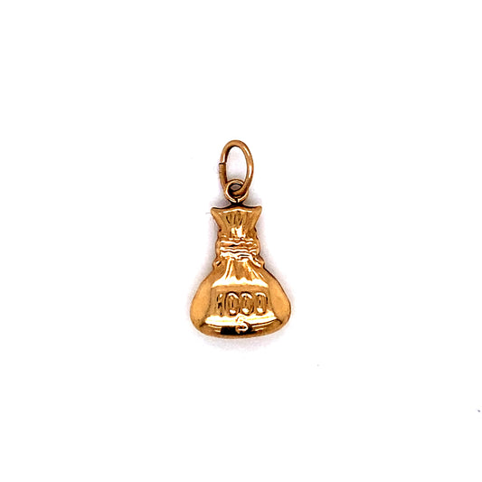 Vintage 1980s 14K Gold Money Bag Charm