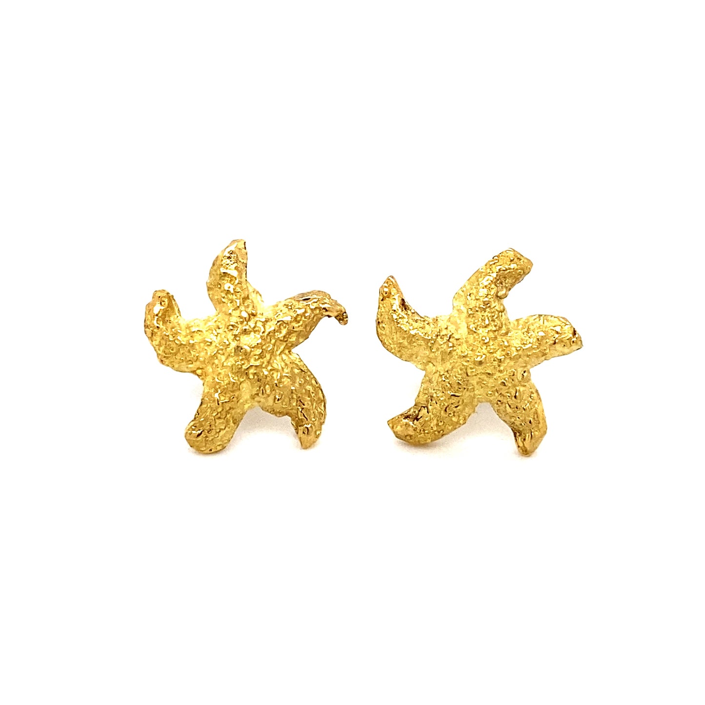 Vintage Handmade 18K Gold Starfish Earrings