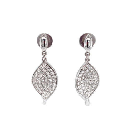 Vintage 1980s 0.90ctw Diamond Dangle Earrings in 18K White Gold