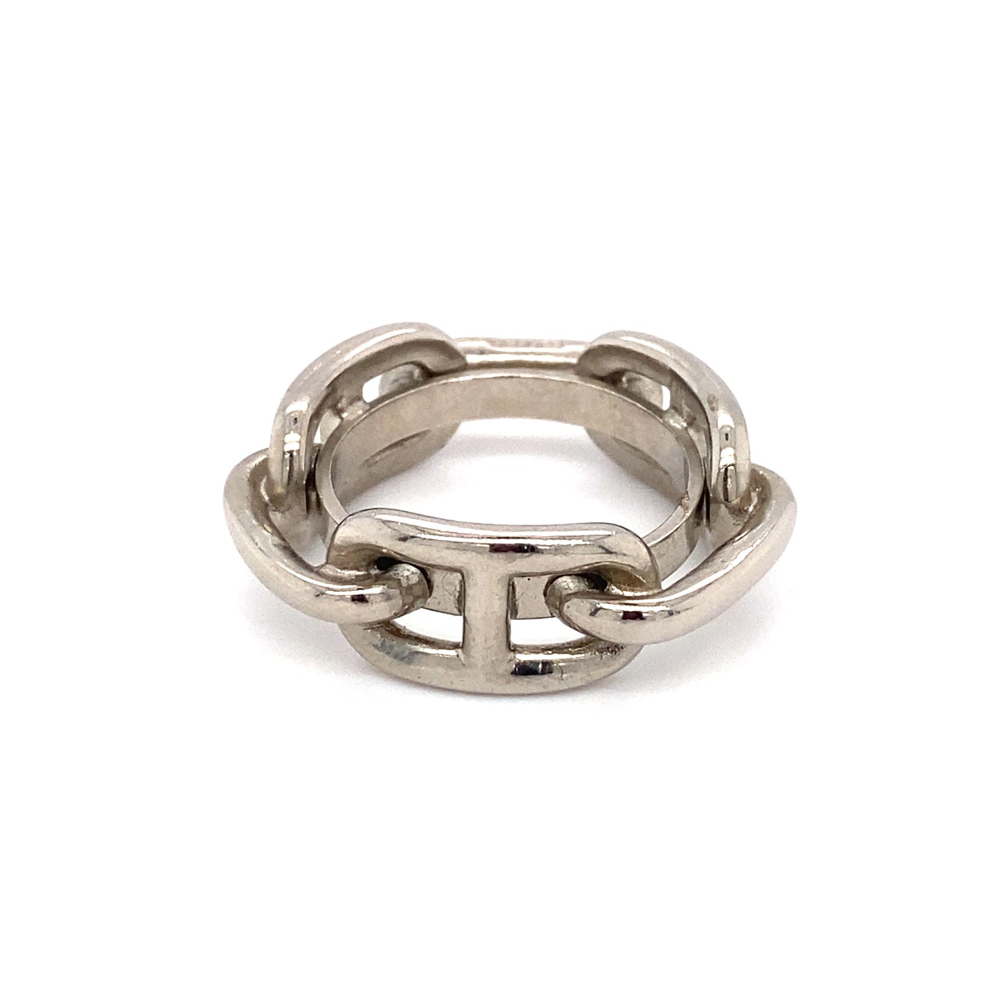 Vintage Hermès Silver Tone Horsebit Scarf Ring