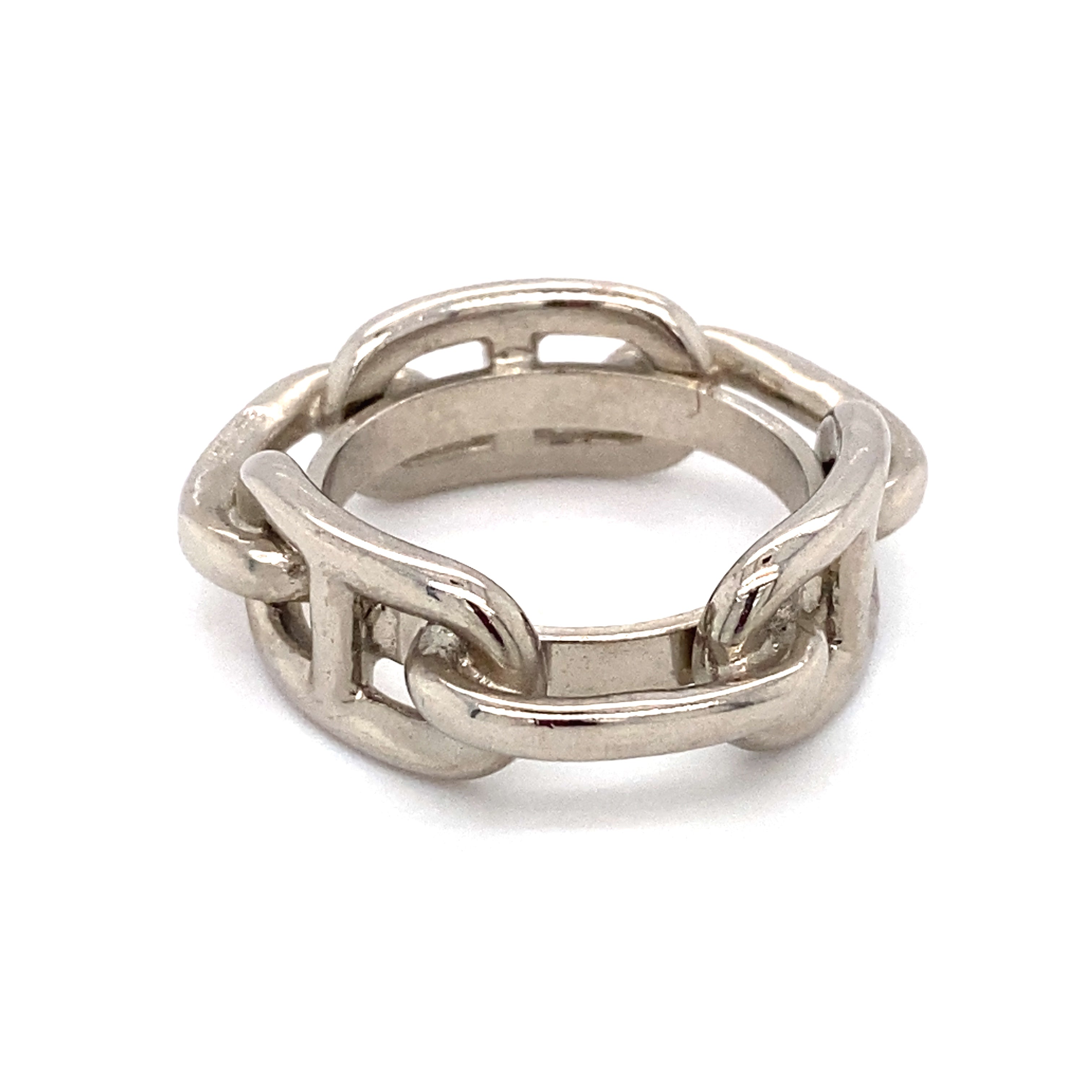 Vintage Hermès Silver Tone Horsebit Scarf Ring - The Verma Group