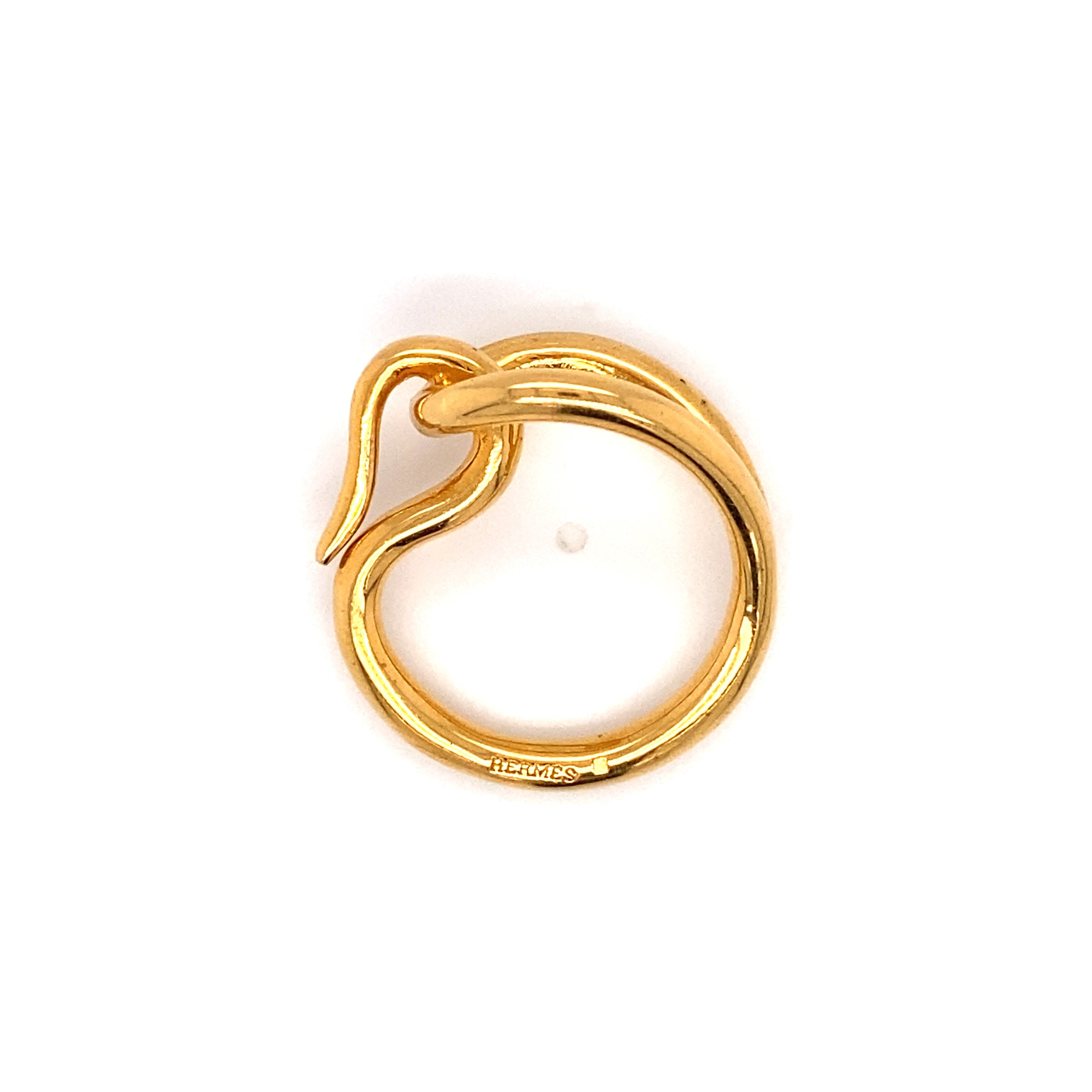 Hermès scarf ring jumbo golden Gold hardware Steel ref.888589