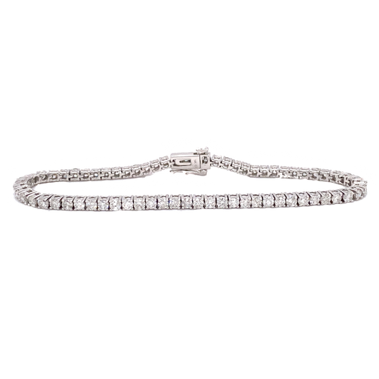 Circa 1990s 4.0 CTW Round Diamond Tennis Bracelet in 14K White Gold