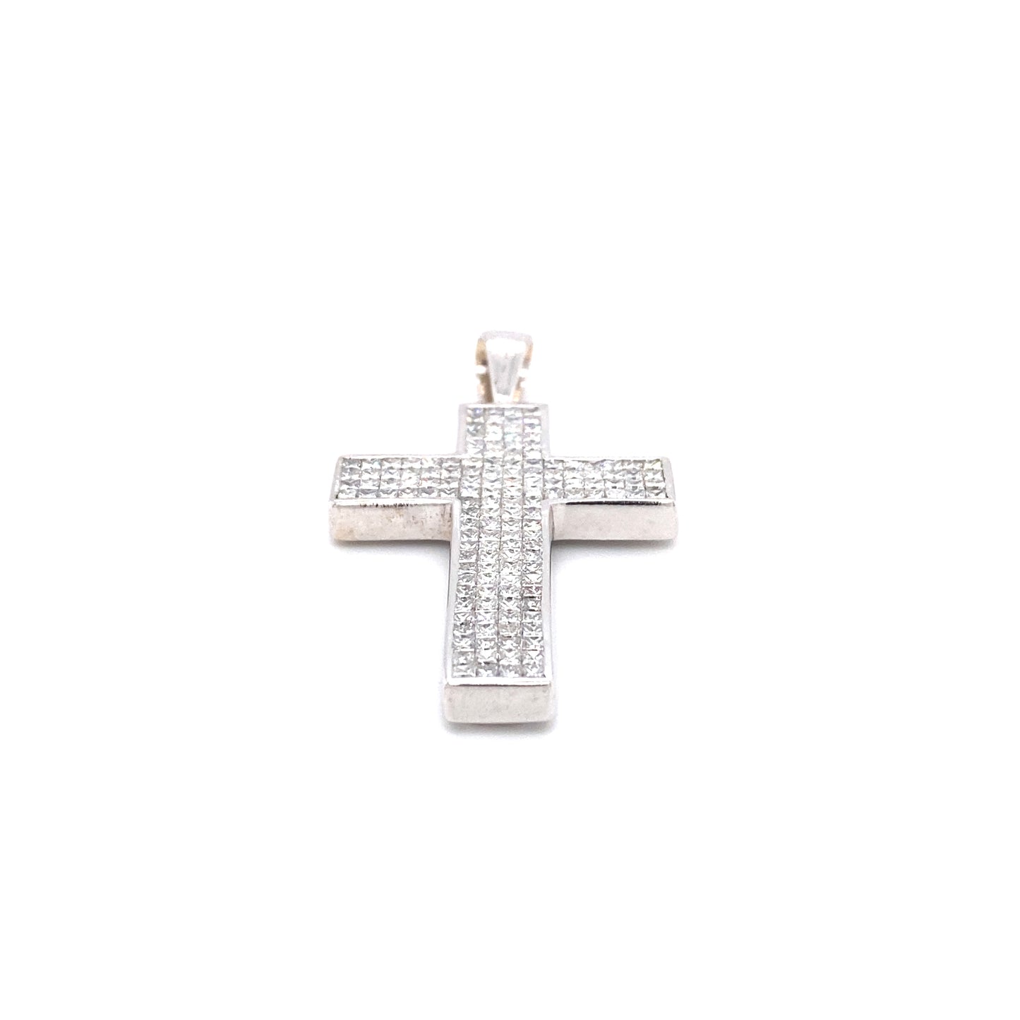 Vintage 5.0ct Diamond Cross Pendant in 18K White Gold