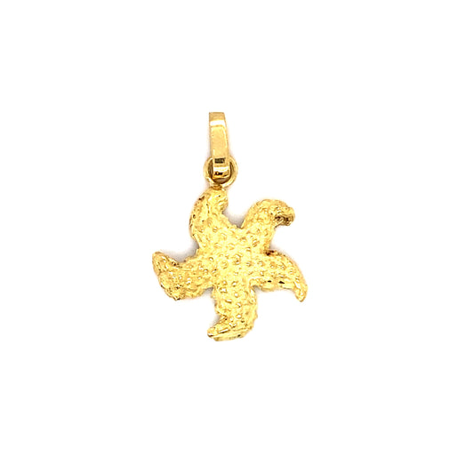 Vintage Handmade Starfish Pendant in 18K Gold