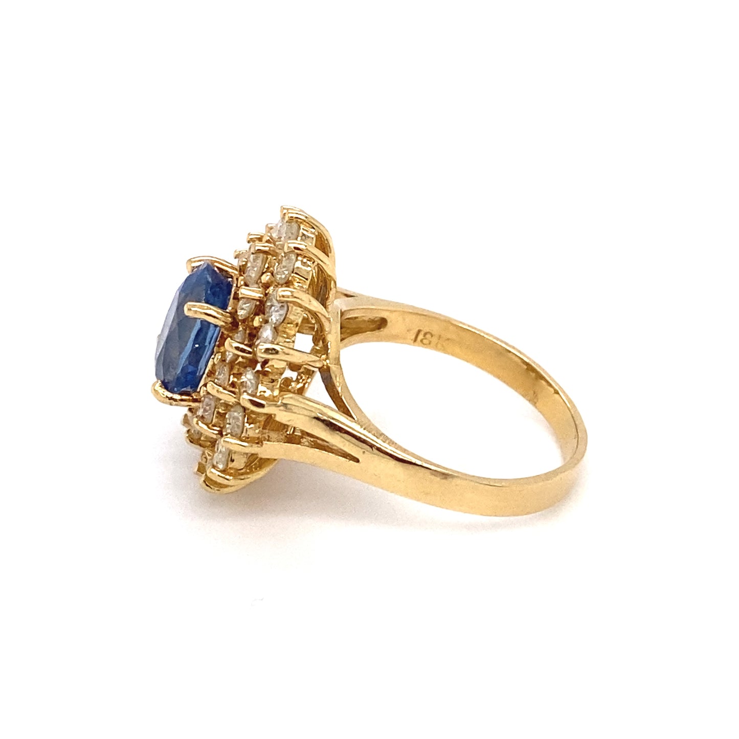 2.5 Carat Ceylon Sapphire and Diamond Double Halo Ring