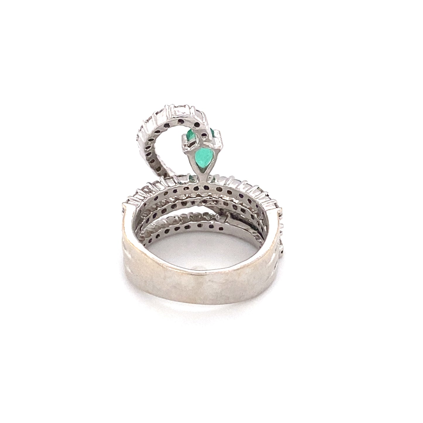 Vintage Emerald and Diamond Serpent Ring in 18K White Gold