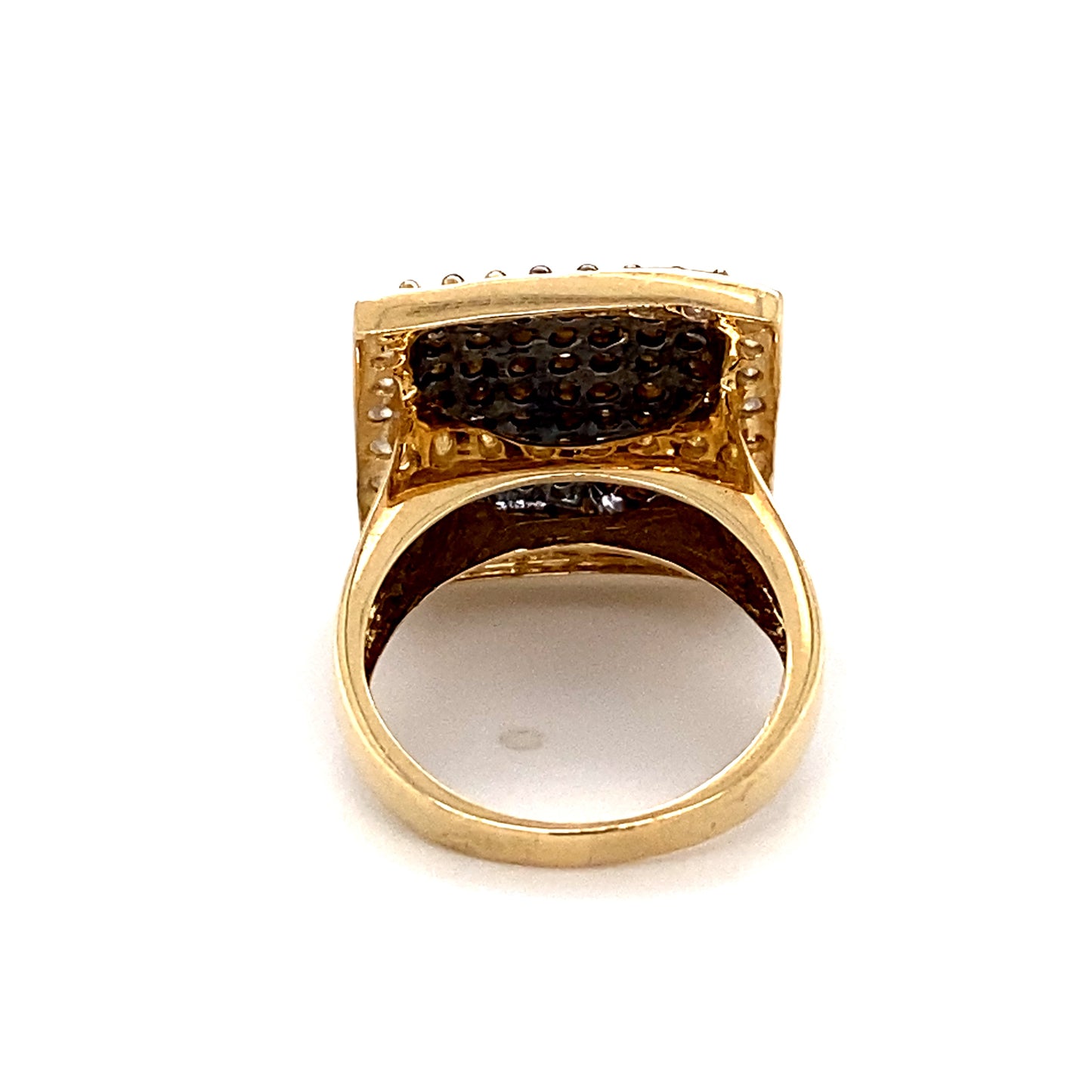 Vintage White and Brown Diamond Square Ring in 10K Gold