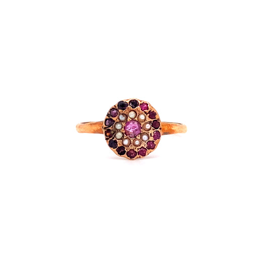 1890s Victorian Ruby, Garnet and Pearl Ring