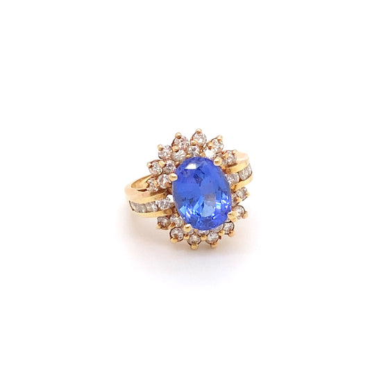 2.0 Carat Oval Sapphire and 0.50 Carat Diamond Ring in 14K Gold