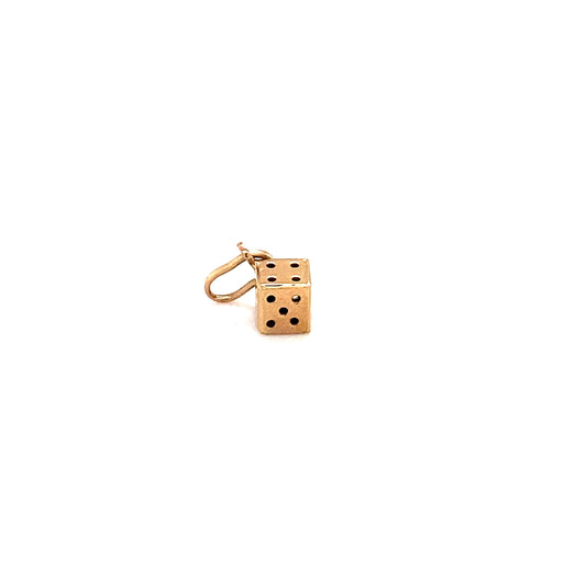 Vintage 6-Sided Die Charm in 14K Gold