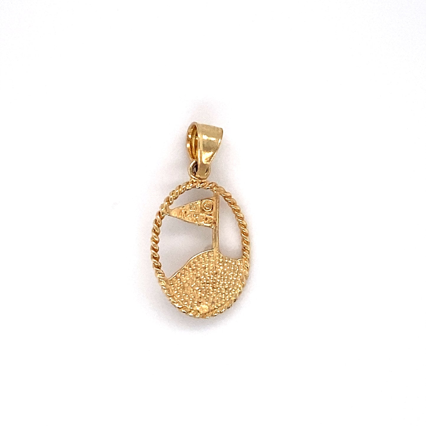 Vintage 18th Hole Golf Pendant with Pearl in 14K Gold