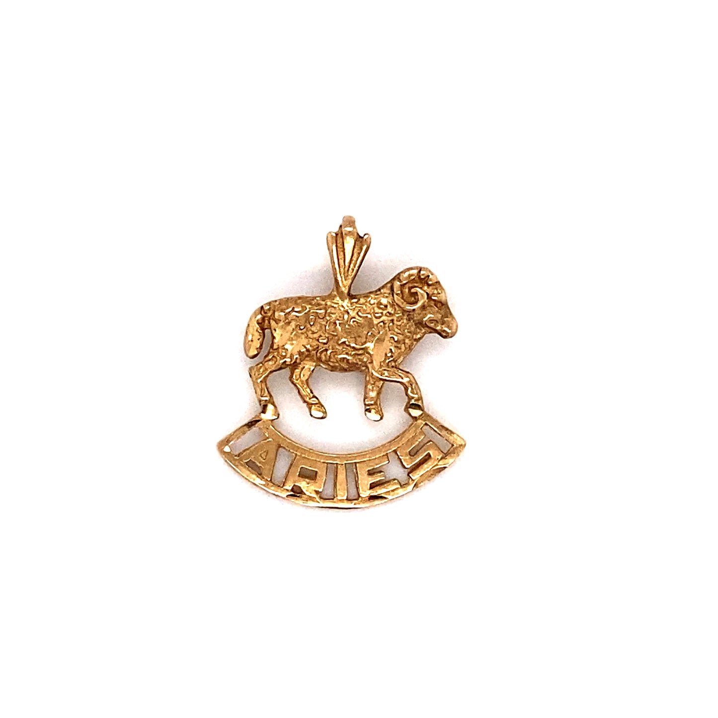 Vintage 1980s Aries Ram Zodiac Pendant in 14K Gold