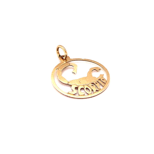 Vintage 1980s Zodiac Scorpio Disc Charm in 14K Gold
