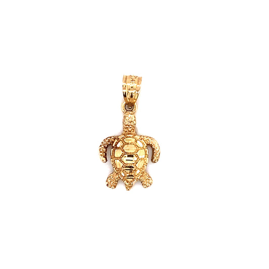 Vintage 1980s Sea Turtle Charm in 14 Karat Gold
