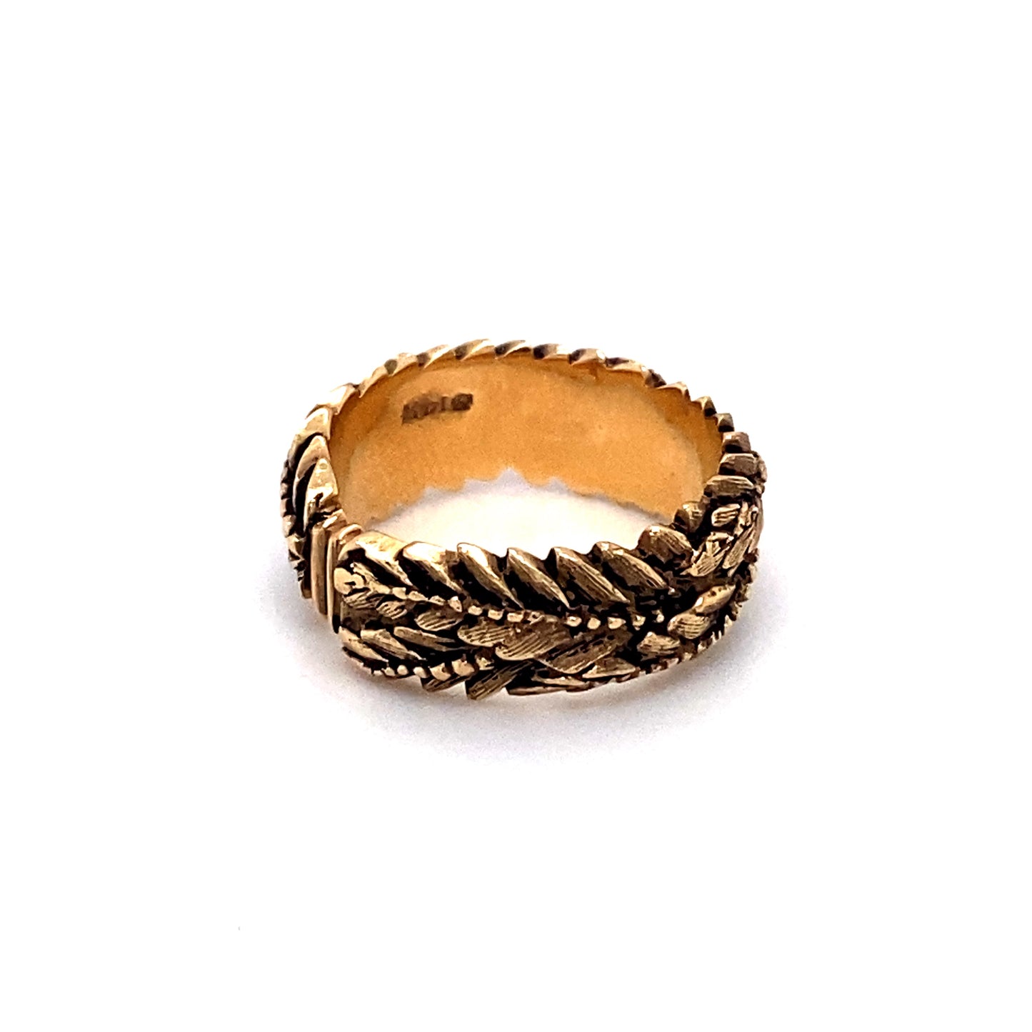 Antique 1910s Handmade Leaf Braided Band in 14K Gold