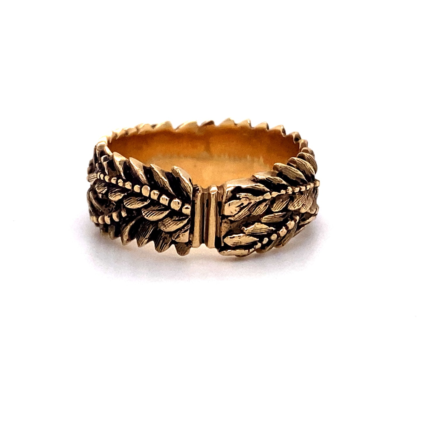 Antique 1910s Handmade Leaf Braided Band in 14K Gold