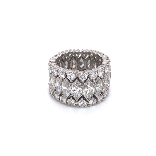Vintage 1960s 8 Carat Diamond Three Row Eternity Band in Platinum
