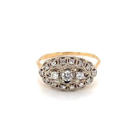 Circa 1930 Art Deco 0.25ct Diamond Ring in 14K White and Yellow Gold