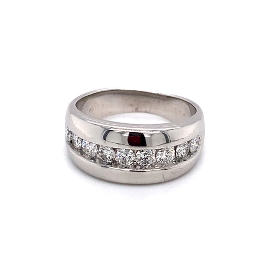 Circa 1980 10 Stone Diamond Wedding Band in 14 Karat White Gold