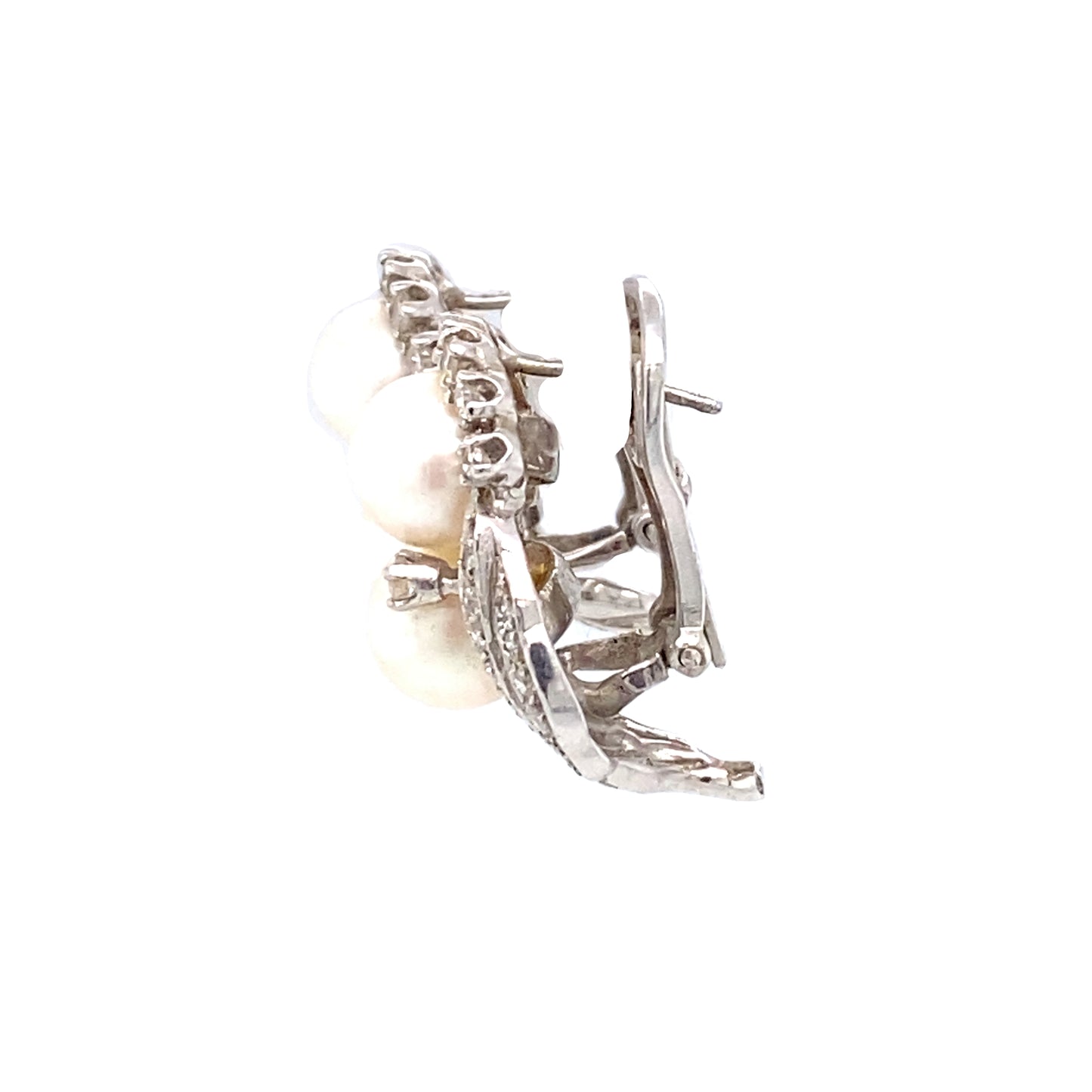 Circa 1920 1.0ct Diamond and Pearl Earrings in 14K White Gold