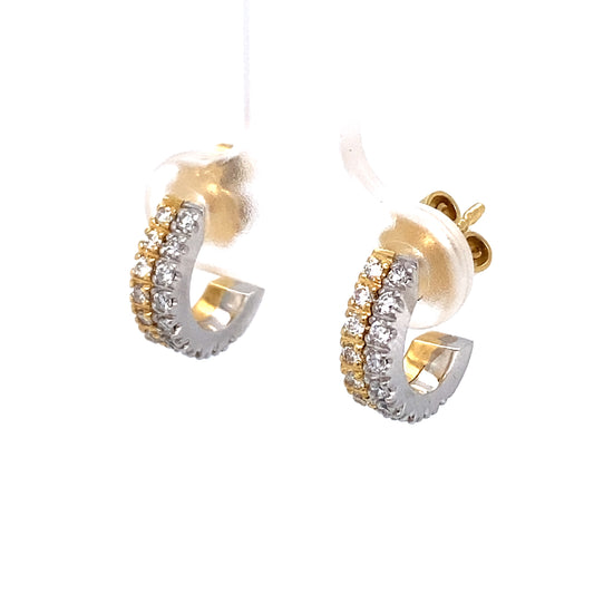 Circa 1950 Two-Tone J Hoop Earrings in 18K White and Yellow Gold