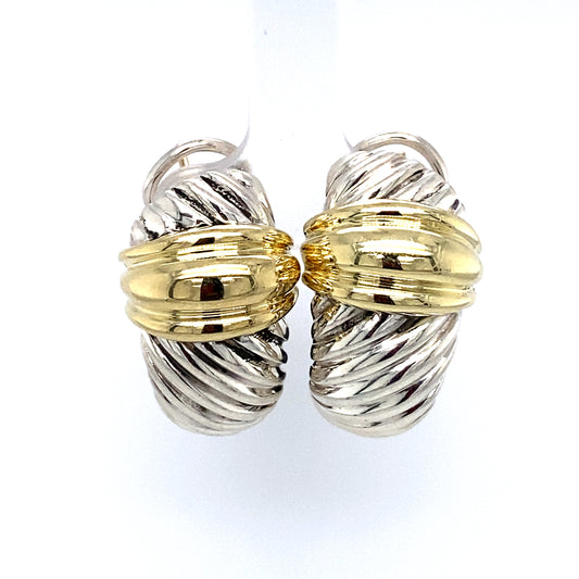 Circa 1990 David Yurman Two-Tone French Clip Earrings