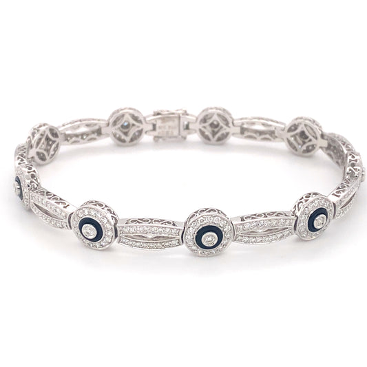 Simon G 2.53 Carat Diamond and Enamel Bracelet in 18 Karat White Gold