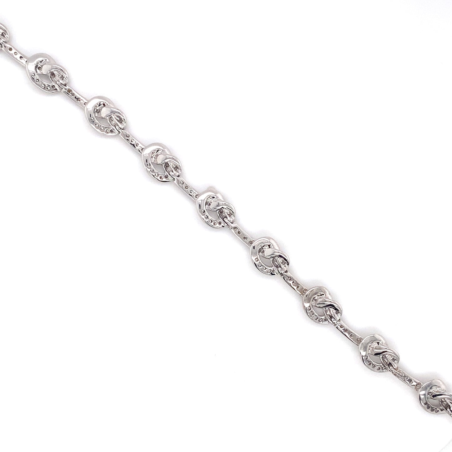 Circa 1950 2.27 Carat VVS Diamond Knot Link Bracelet in 18K White Gold