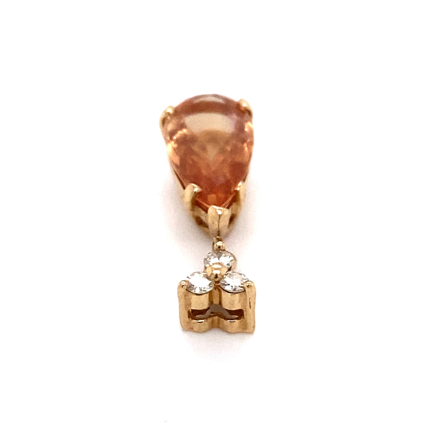Circa 1980 3.5ct Imperial Topaz and Diamond Pendant in 14 Karat Gold