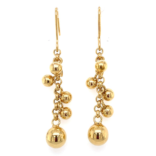 Circa 1980 Italian Ball Dangle Earrings in 14 Karat Gold