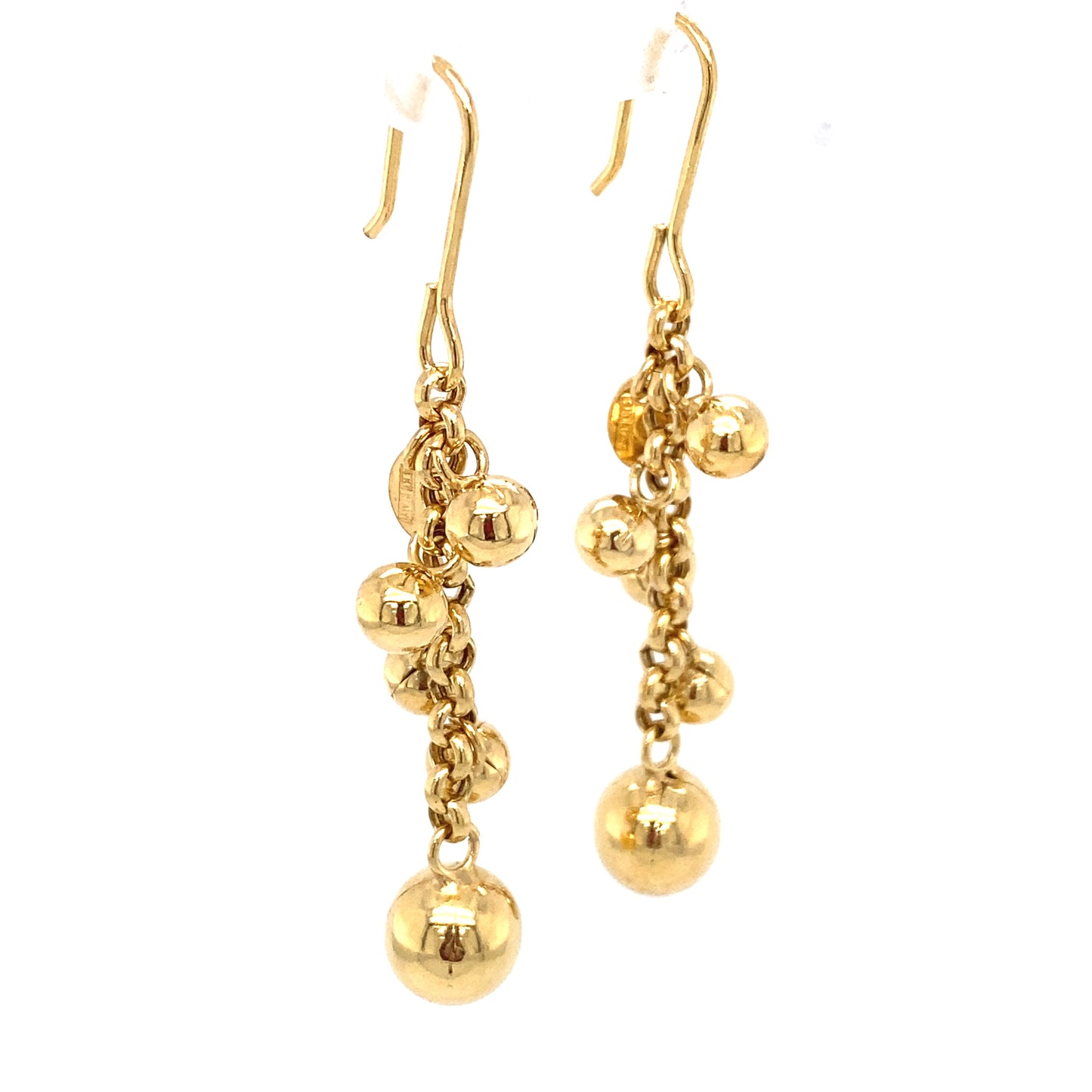 Circa 1980 Italian Ball Dangle Earrings in 14 Karat Gold