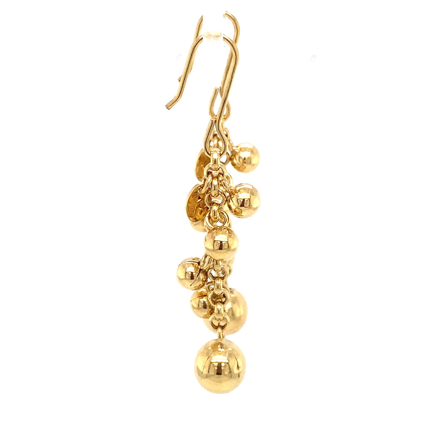 Circa 1980 Italian Ball Dangle Earrings in 14 Karat Gold