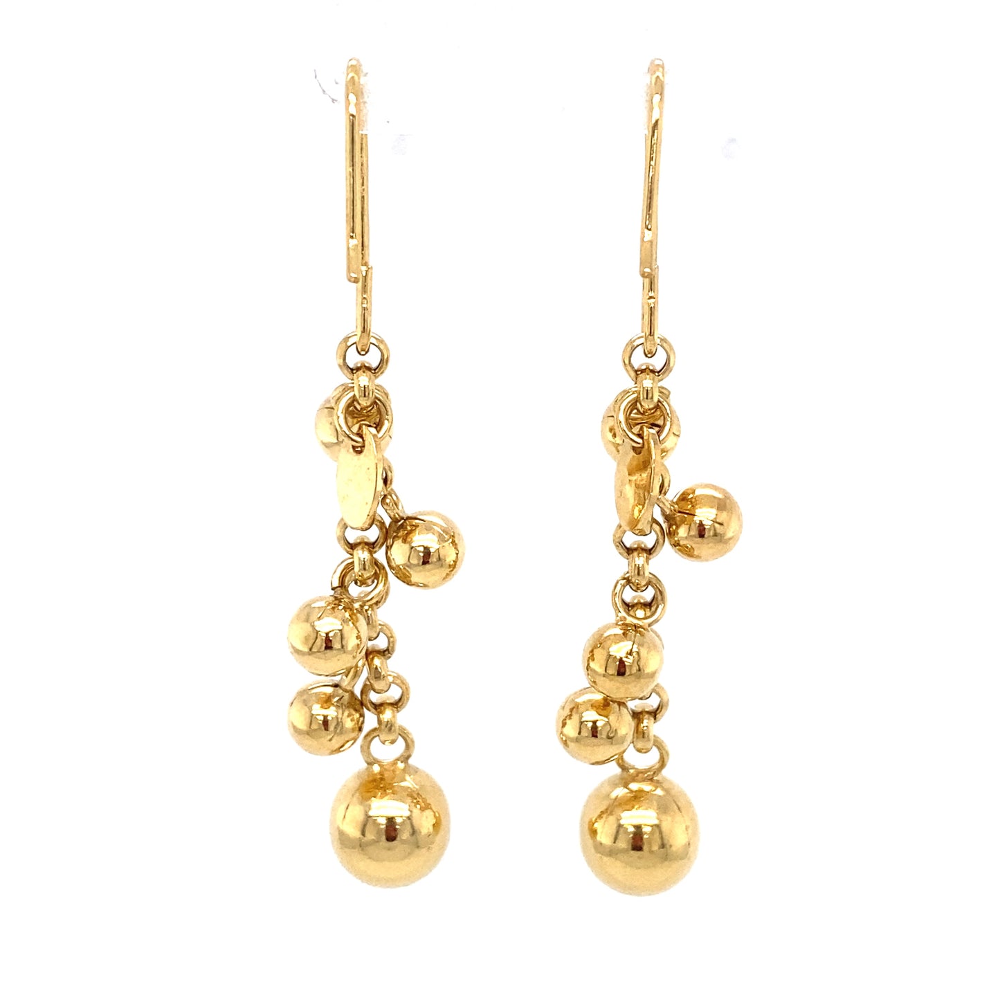Circa 1980 Italian Ball Dangle Earrings in 14 Karat Gold