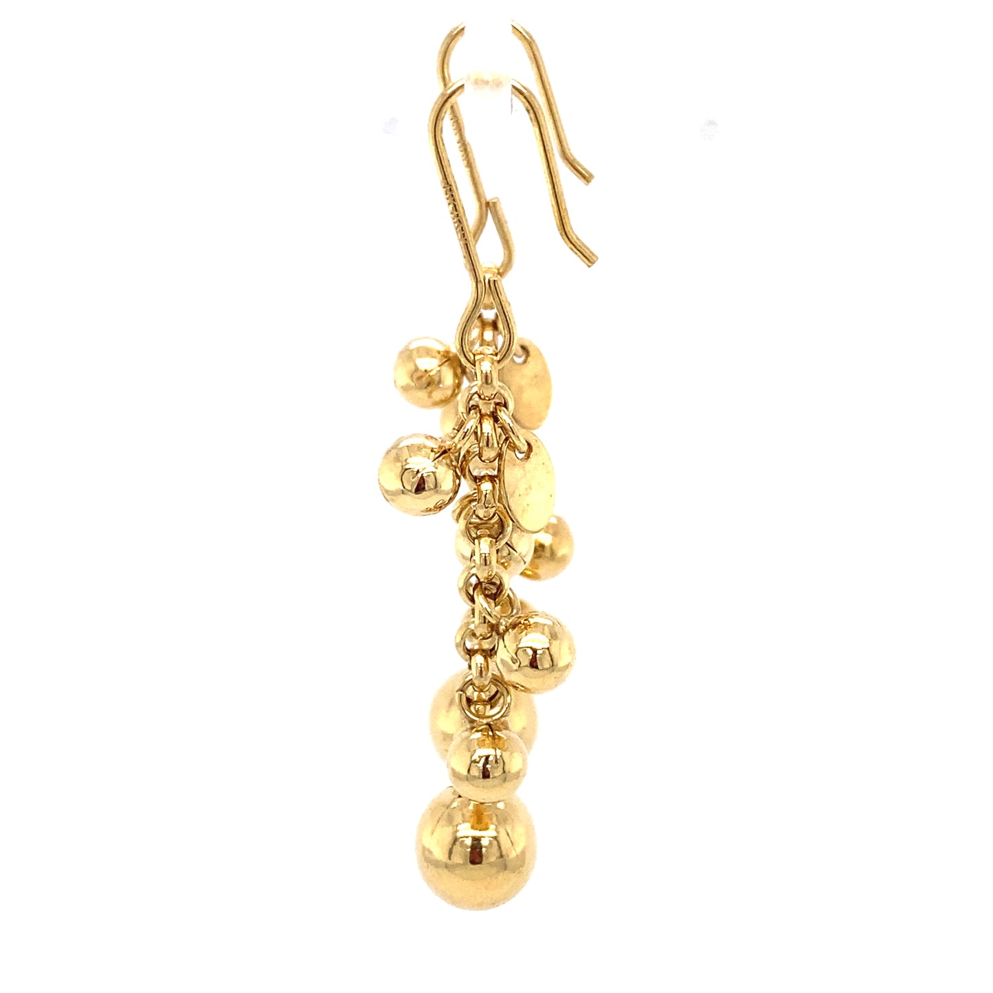 Circa 1980 Italian Ball Dangle Earrings in 14 Karat Gold