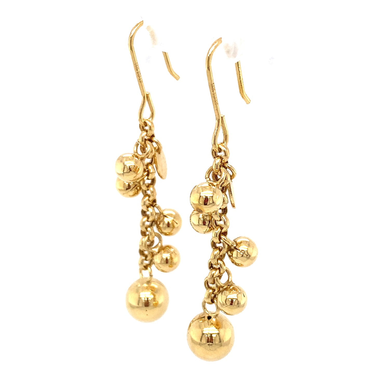 Circa 1980 Italian Ball Dangle Earrings in 14 Karat Gold