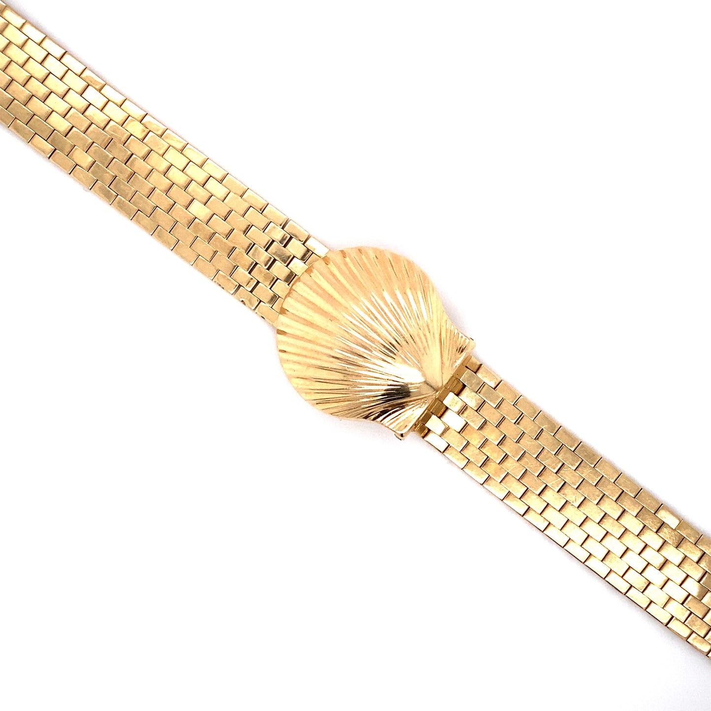 Circa 1946 Cartier Seashell Peekaboo Womens' Wristwatch in 14K Gold
