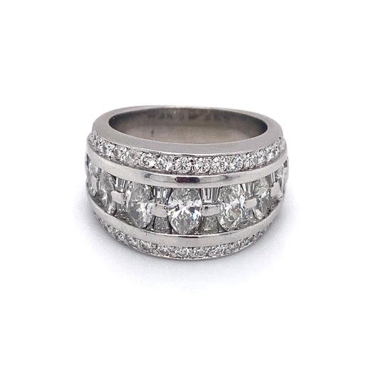 Circa 1980 3.0 Carat Round and Marquise Diamond Band in Platinum