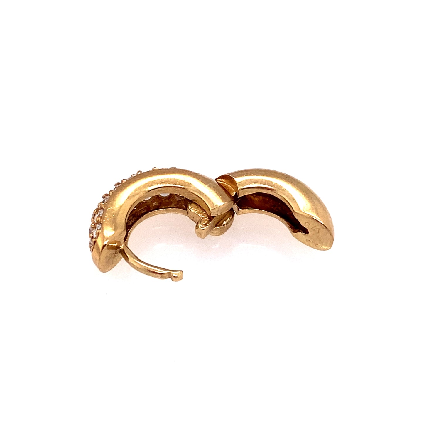 Circa 1980s Pavé Diamond Huggie Hoop Earrings in 18 Karat Gold