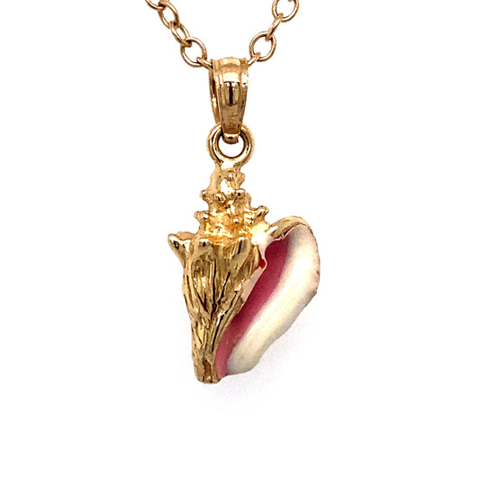 Circa 1980 Conch Seashell Pendant in 14K Gold