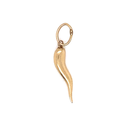 Circa 1980 Italian Cornicello Horn Charm in 14K Gold