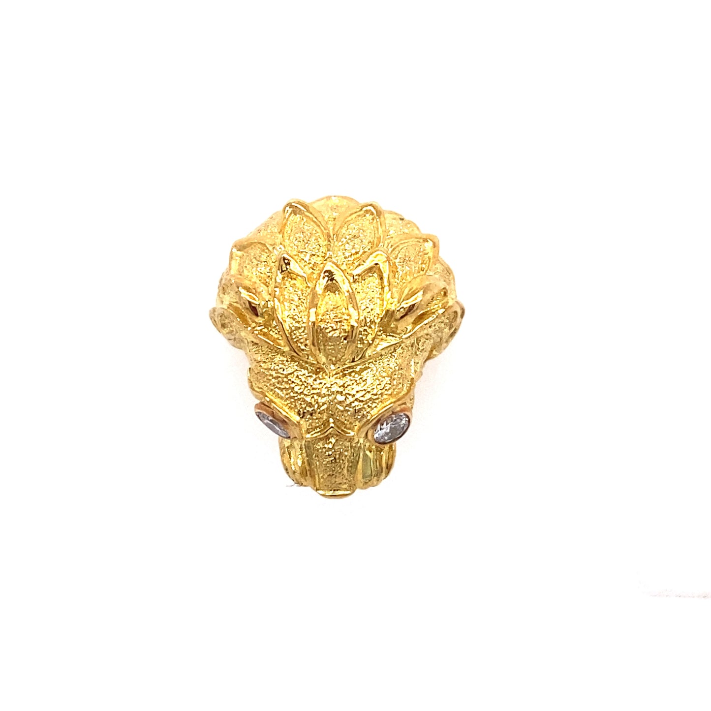 David Webb Diamond Lion Head Pin in 18K Gold