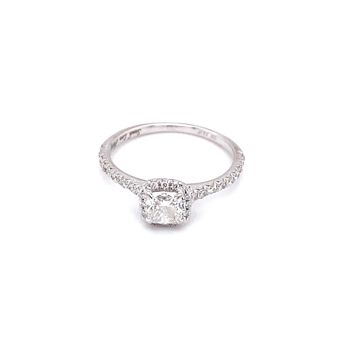Circa 1990s 0.50ct Cushion Cut Diamond Halo Engagement Ring in 14K White Gold